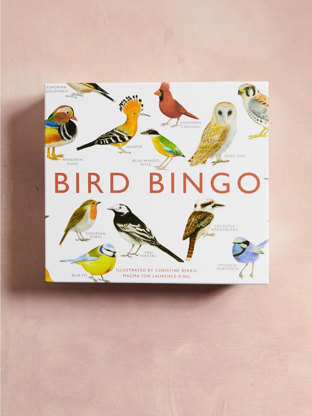 Anthropologie Bird Bingo Game - Illustrated Bird Matching Game (White & Red)